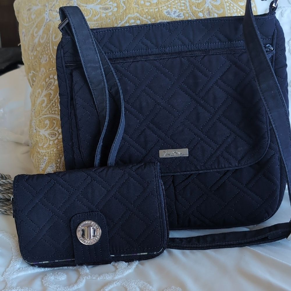 Vera Bradley Quilted Shoulder Crossbody with Matching Wallet
